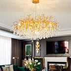 Maison Ornate Modern Interior LED Crystal Chandelier with intricate crystal detailing and elegant gold accents.