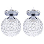 Pair of Maison Ornate Modern Crystal Hallway Ceiling Lights with silver bases and patterned crystal globes.
