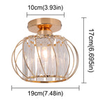 Gold Art Deco chandelier with clear vertical glass panels, round base, gold accents; 19cm wide.