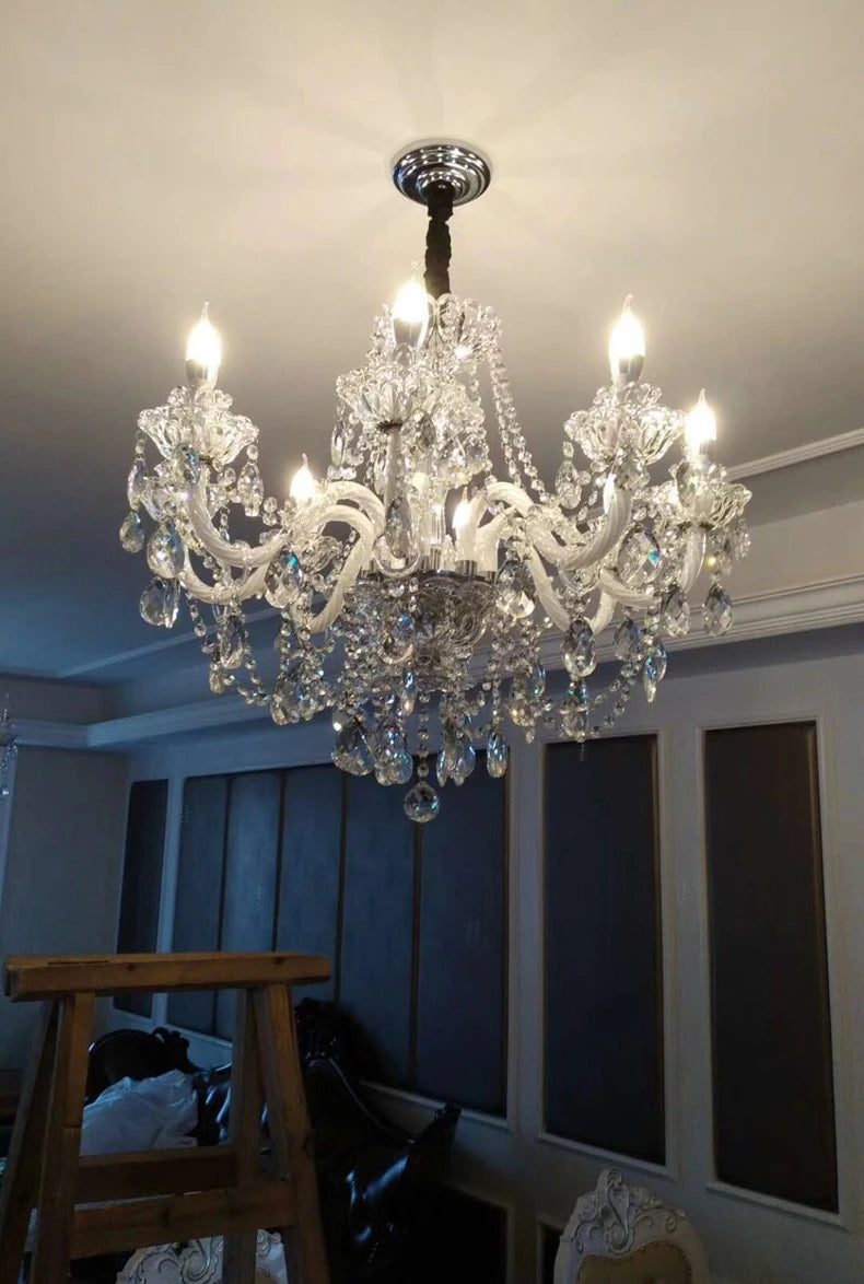 Grand lustre en cristal élégant pour salon et salle à manger