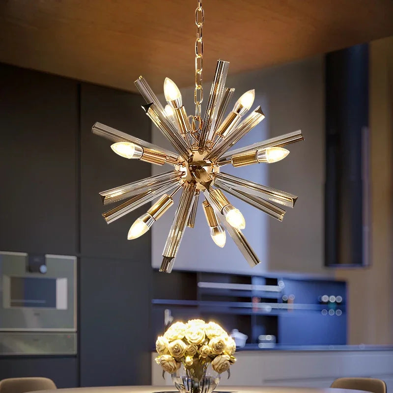 Crystal Dandelion Design Bedroom Chandelier by Maison Ornate, modern and striking with delicate crystal details.