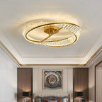 Maison Ornate Industrial Crystal Chandelier with LED, gold circular frame and sparkling crystal accents.
