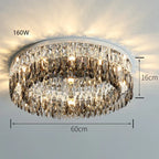 Elegant modern crystal chandelier with 60 cm diameter, 16 cm height, 160W LED, ceiling-mounted.