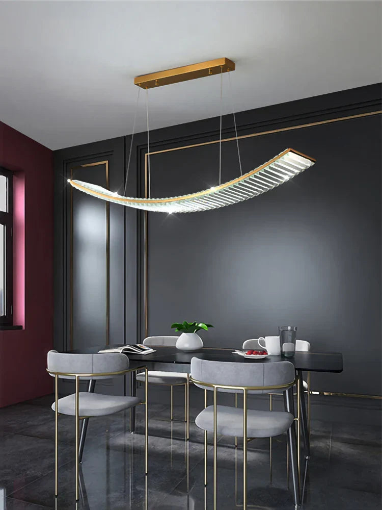 Maison Ornate Gold Crystal Chandelier featuring modern LED lighting and intricate crystal detailing, luxury design.