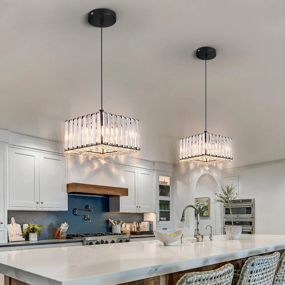 Maison Ornate Elegant Art Deco Crystal Chandeliers with adjustable lighting, featuring crystal details and contemporary design.