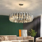 Maison Ornate Modern Crystal LED Luxury Ceiling Light with radiant crystals and warm LED glow.
