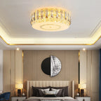 Maison Ornate Dimmable LED Crystal Glass Chandelier Round with elegant crystals and modern circular design.