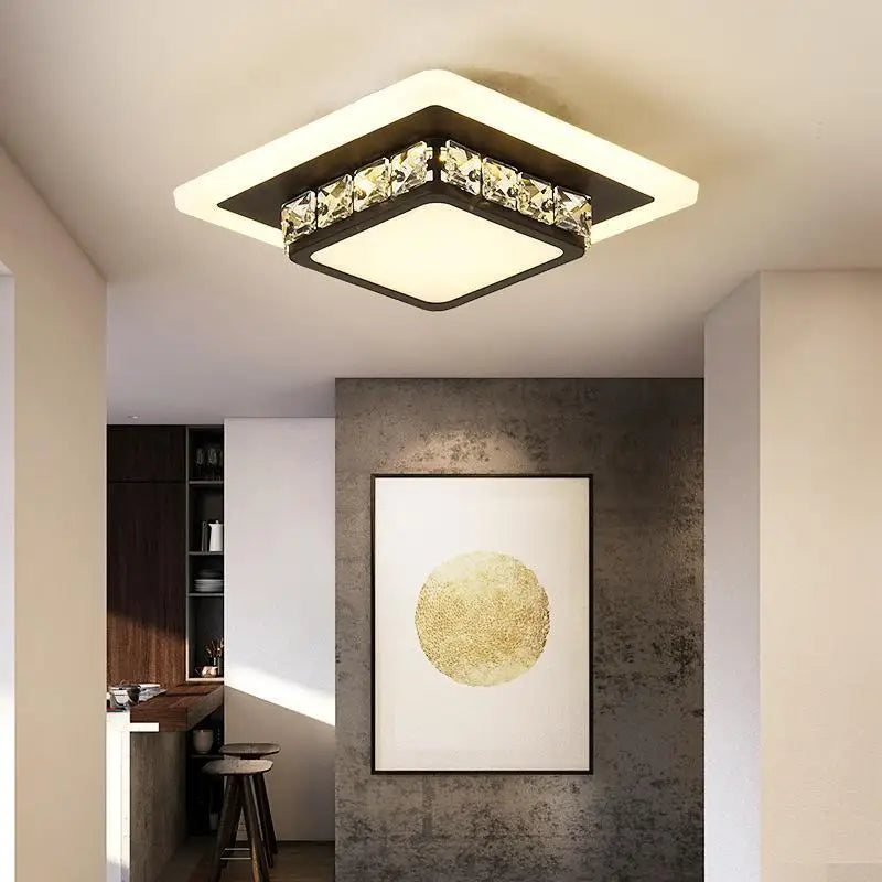 Maison Ornate Industrial Crystal Chandelier with LED, featuring crystal accents and glowing modern borders.