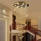 Maison Ornate Duplex Spiral Crystal Pendant Light with cascading crystals and elegant spiral chandelier design.