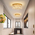 Two Maison Ornate Modern Gold Crystal Bedroom Chandeliers with integrated LED, elegant and luxurious.