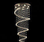 Maison Ornate Duplex Spiral Crystal Pendant Light with cascading crystals in an elegant spiral design.