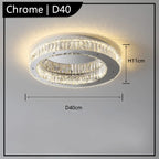 Golden postmodern crystal chandelier with sparkling shades, warm glow, D40 x H11 cm by Maison Ornate.
