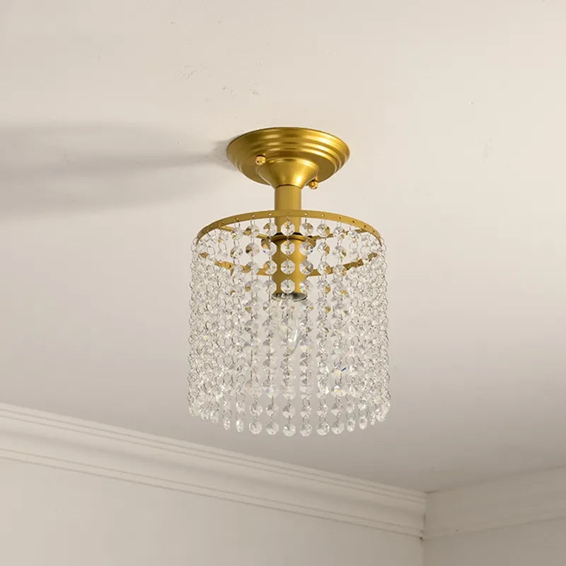 Maison Ornate Modern Gold Crystal LED Chandelier with cascading clear crystal beads, elegant luxury lighting.