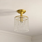 Maison Ornate Modern Gold Crystal LED Chandelier with cascading clear crystal beads, elegant luxury lighting.
