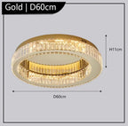 Maison Ornate Golden Postmodern Crystal Chandelier with sparkling accents, elegant gold finish, D60cm x H11cm.