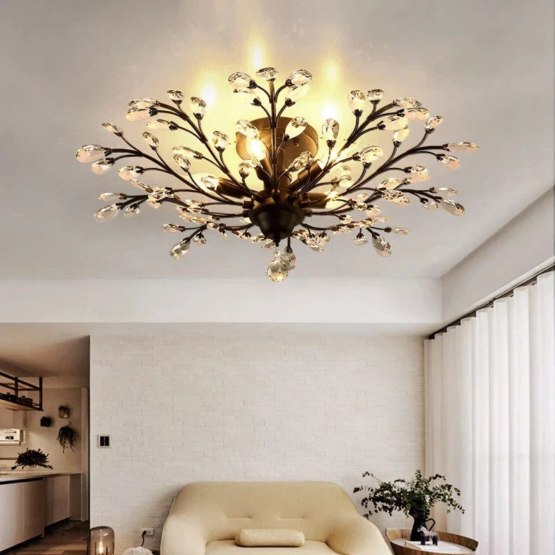 Art Deco Crystal Chandelier with Nordic LED Candles