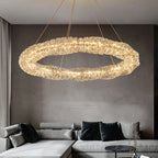 Maison Ornate Dimmable LED Crystal Industrial Indoor Light Rings chandelier with modern crystal rings.