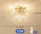 Radiant burst-shaped white crystal LED chandelier with 8 lights, 38x55 cm modern design.