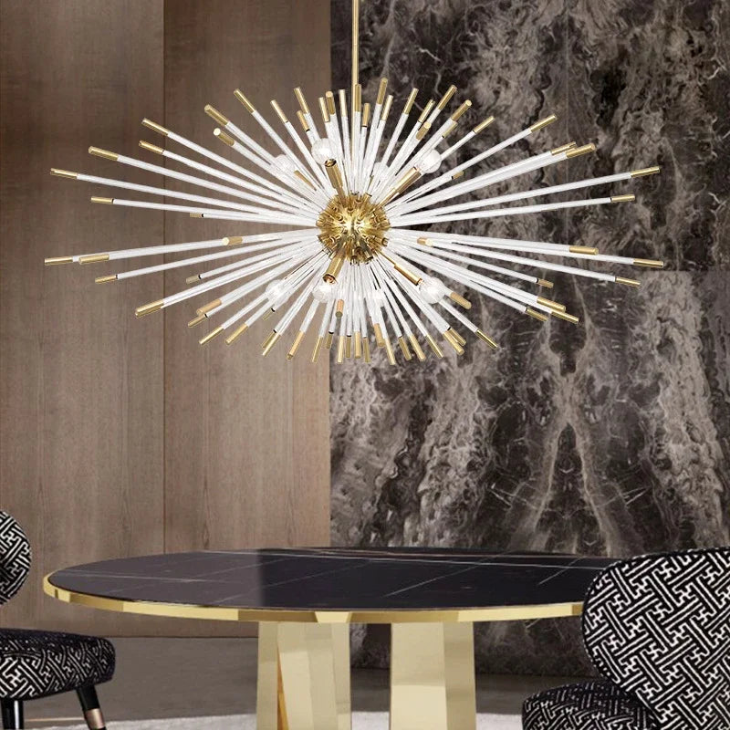 Maison Ornate Large Hanging Crystal Chandelier, modern luxury design with sparkling crystals and elegant gold accents.