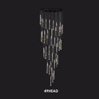 Maison Ornate Modern Crystal Chandelier with chrome frame, 49 tube lights, crystal accents, “49HEAD” below.