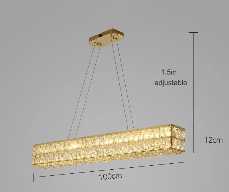 Maison Ornate Art Deco circular crystal chandelier with LED lights, gold accents, adjustable hanging.