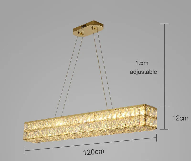 Art Deco circular crystal chandelier with energy-efficient LEDs, 1.5m adjustable hanging length.