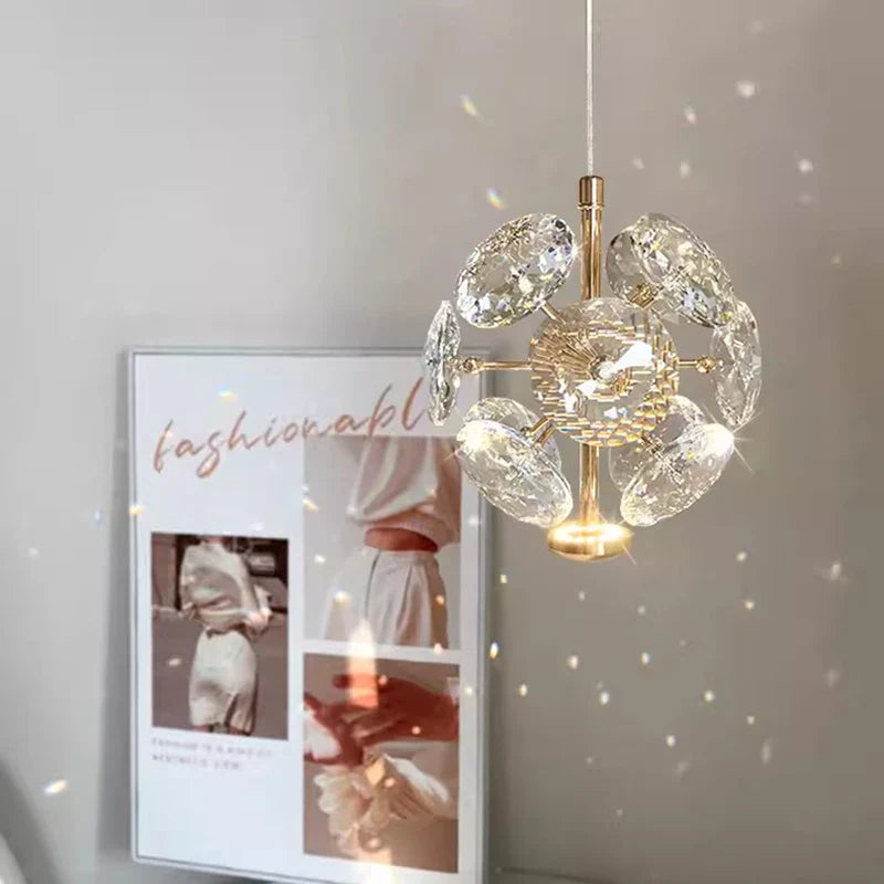 Nordic Minimalist Crystal Industrial Bedroom Chandelier