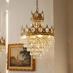 Maison Ornate Crystal Ball Chandelier for Retro Indoor Lighting, ceiling-mounted, emits a warm decorative glow.
