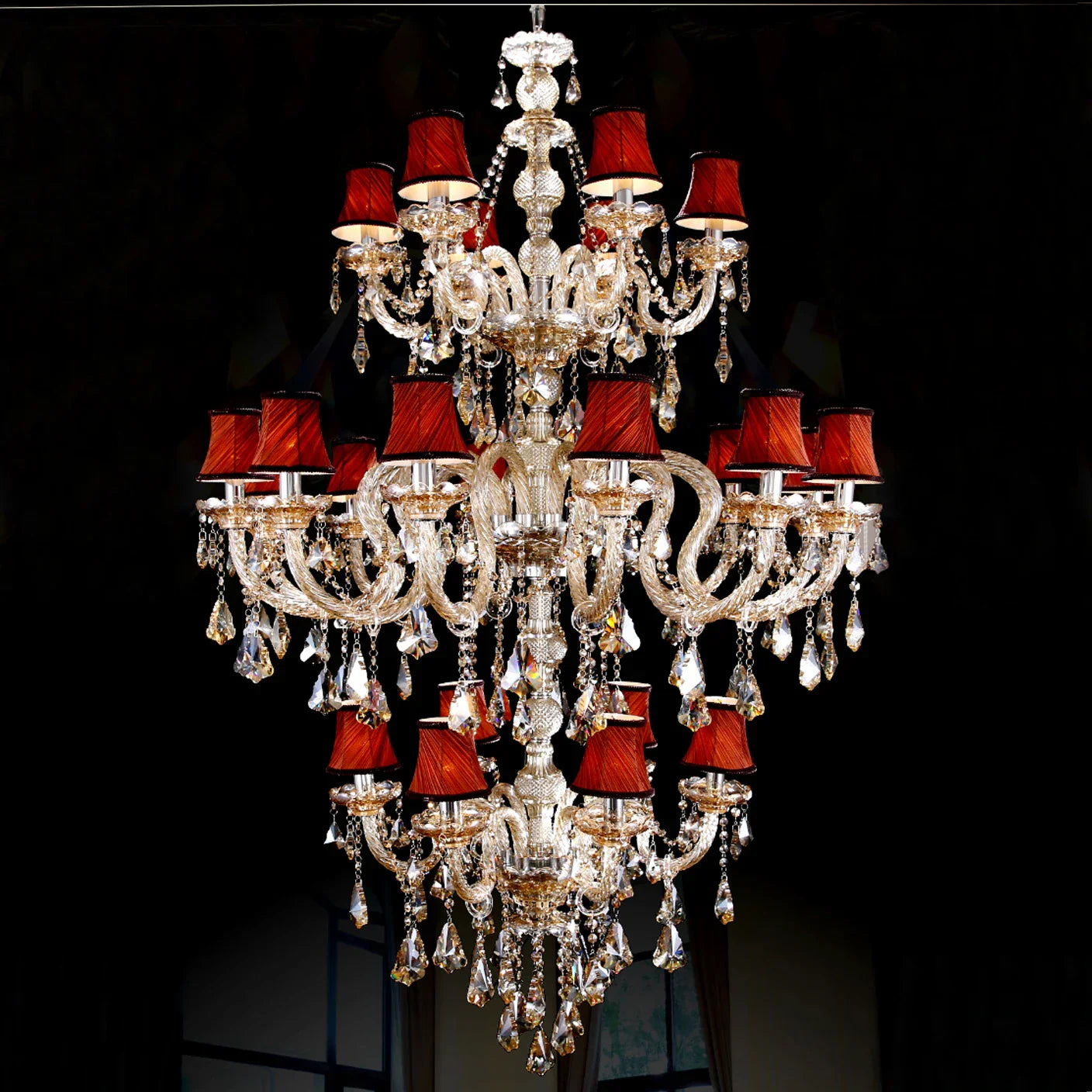Baroque Crystal Chandelier with Modern Accents for Stairs