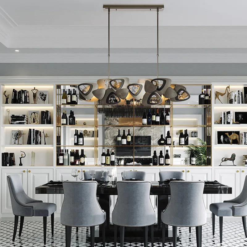 Maison Ornate Postmodern Crystal Ball Chandelier Artistic Pendant with glimmering spheres and luxurious metallic finishes.