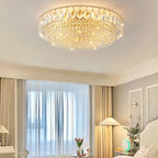 Maison Ornate Modern LED Crystal Art Deco Indoor Chandelier with gold accents, elegant contemporary lighting fixture.