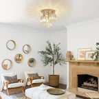 Maison Ornate Modern Gold Crystal Three-Light Iron Hallway Chandelier featuring intricate gold and crystal detailing.