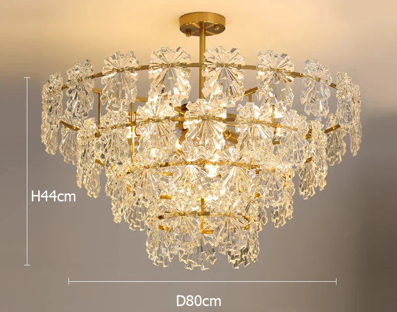 Maison Ornate Crystal Ball Chandelier with floral crystal accents, 44 cm high, 80 cm wide.