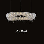 Luxury Crystal Chandelier Modern LED by Maison Ornate, oval-shaped, elegant and contemporary design.