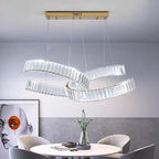 Maison Ornate Postmodern Design Crystal Stainless Steel Chandelier with geometric lines and sparkling crystal accents.
