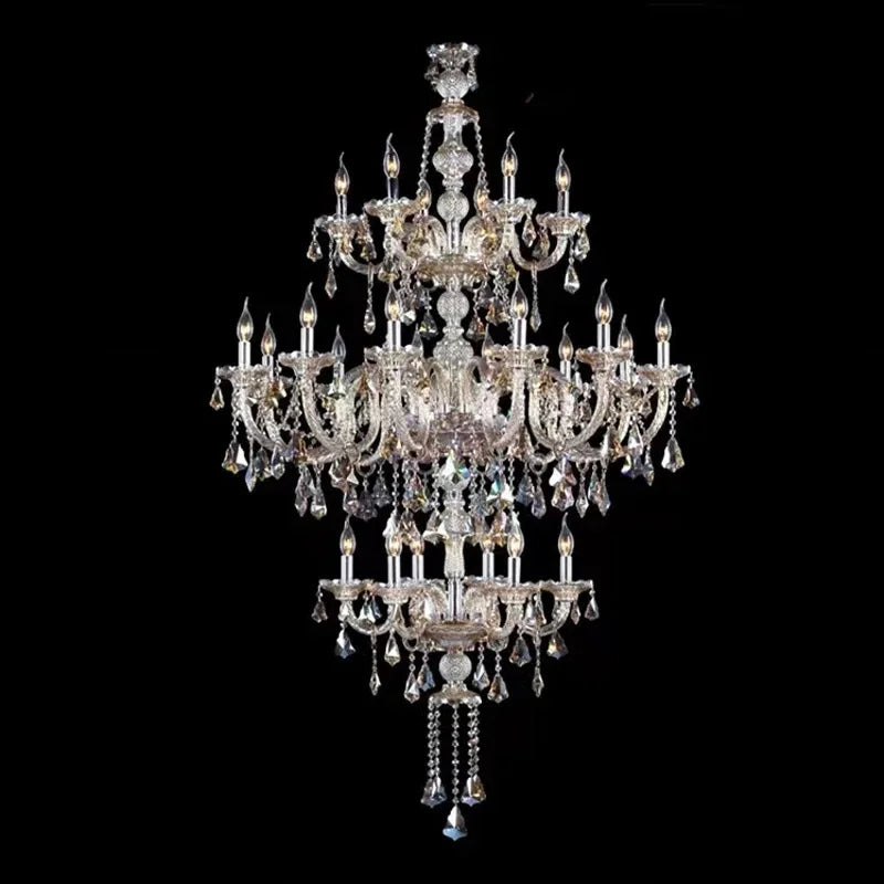 Baroque Crystal Chandelier with Modern Accents for Stairs