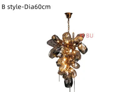 Maison Ornate chandelier with crystal bouquet cluster, gold mount, Dia60cm Text B, LED stainless steel.