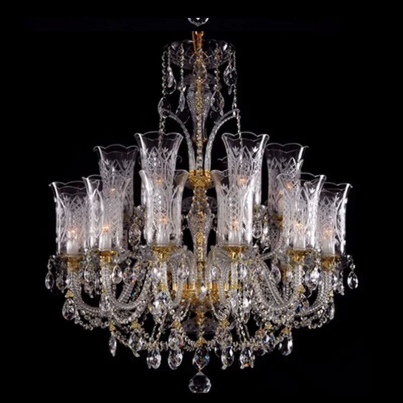 Baroque Crystal Chandelier with Spiral Lighting for Halls