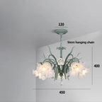 Art Deco Crystal Chandelier with Pastoral Glass Flowers