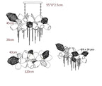 Modern Nordic flower-style crystal glass chandelier, G9 LED x26, measured from all viewing angles.