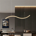 Maison Ornate Minimalist Crystal Glass Chandelier with LED lighting, elegant and modern ceiling fixture design.