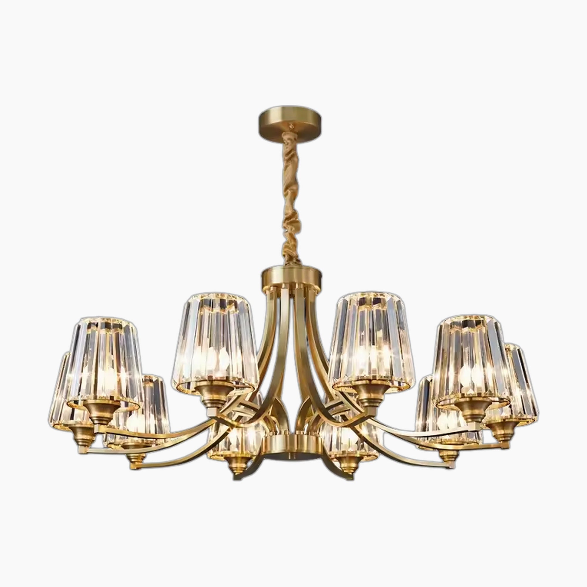 Art Deco Crystal Chandelier with Copper