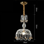 Art Deco chandelier with gold accents, teardrop crystals, integrated LED, 60 cm ceiling-mounted size.