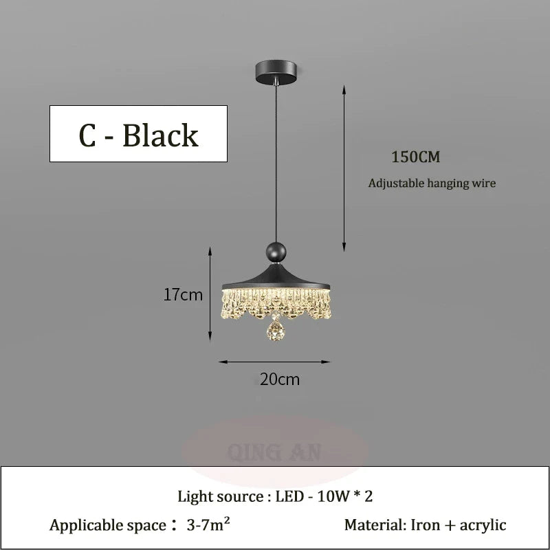 French medieval-style chandelier with crystal teardrop, gold accents, iron, acrylic, dual LED lights.