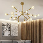 Maison Ornate Modern Nordic Hanging LED Crystal Hallway Chandelier with multiple glass bulbs, elegant and contemporary.