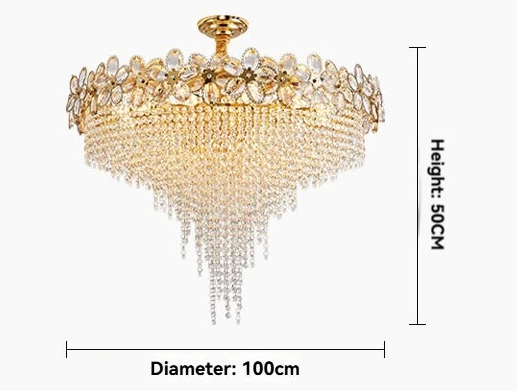 Lustre Doré Cristal Tendance Elégant pour Salon