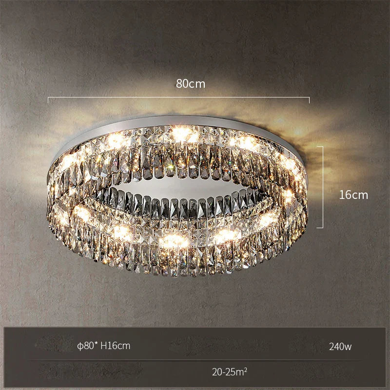 Maison Ornate Rectangular LED Crystal Chandelier, 240W, warm light, modern design for 20-25 sqm rooms.