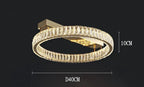 Golden-frame crystal stainless steel chandelier, 10 cm high, 40 cm wide, with elegant contemporary LED lighting.