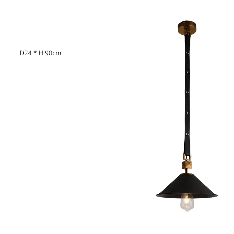 Modern crystal ball chandelier with glass elements, leather suspension, D24*H90cm—elegant and contemporary design.