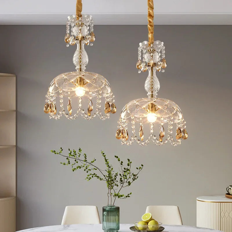 Crystal Chandelier with Suspended LED Lighting
